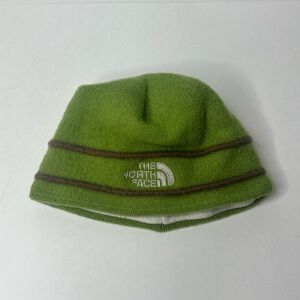 The North Face Beanie Child Infant Green Brown 100% Woolaine Thick Warm Winter